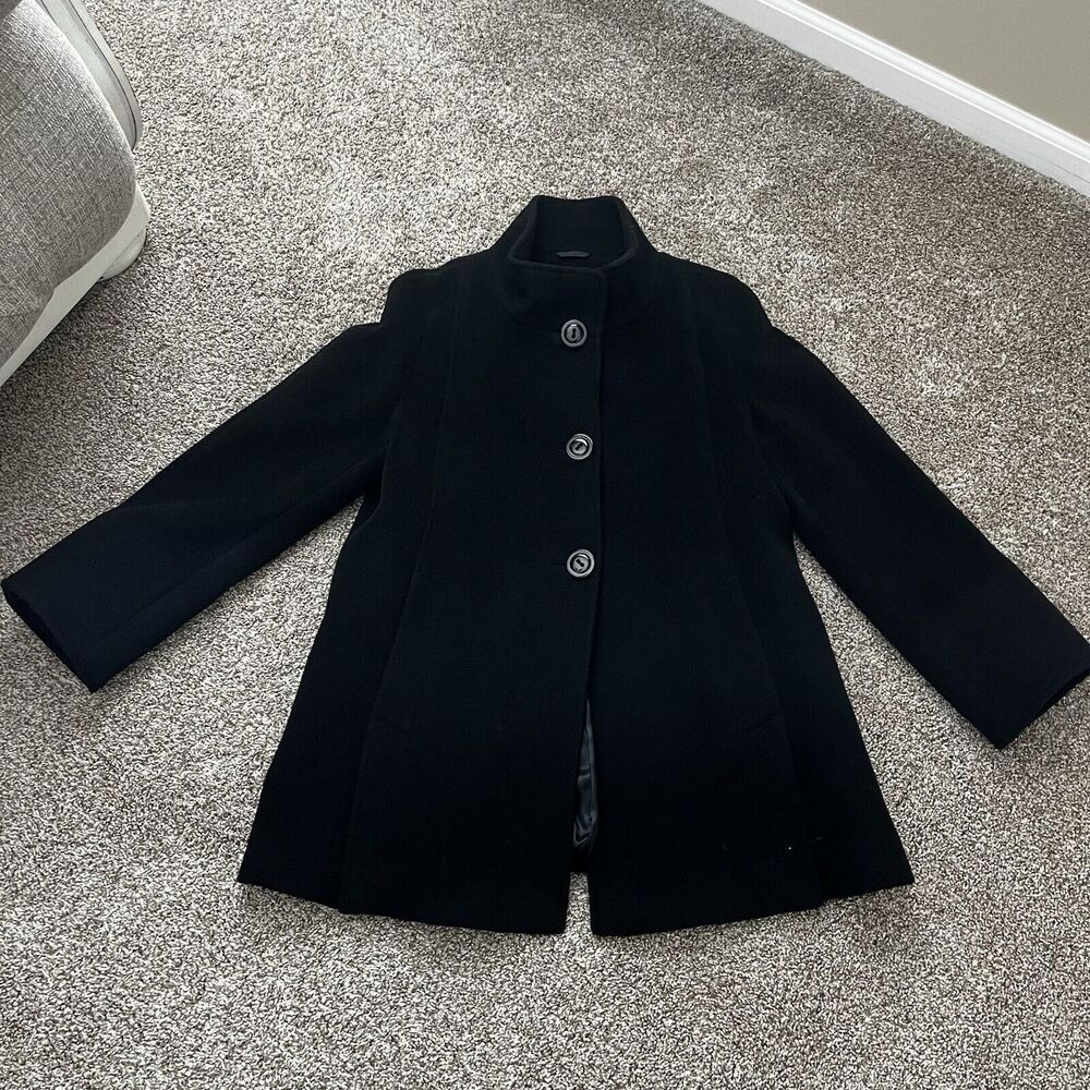CINZIA ROCCA Women’s Wool Coat Black Size 6 High Collar